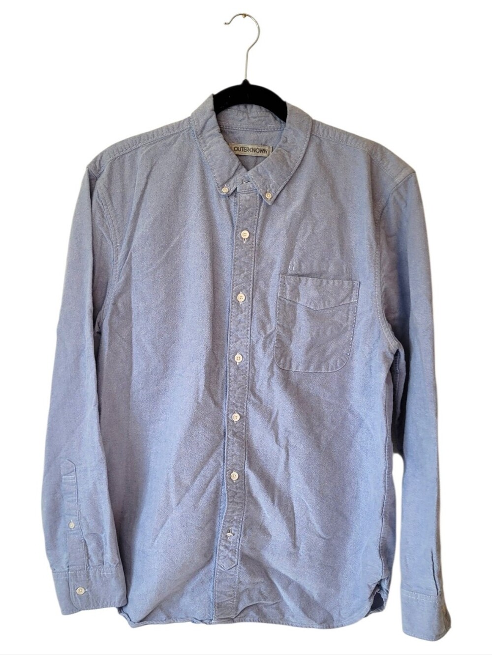 Outerknown Men's Pale Blue Button-Down Oxford Shirt Size L